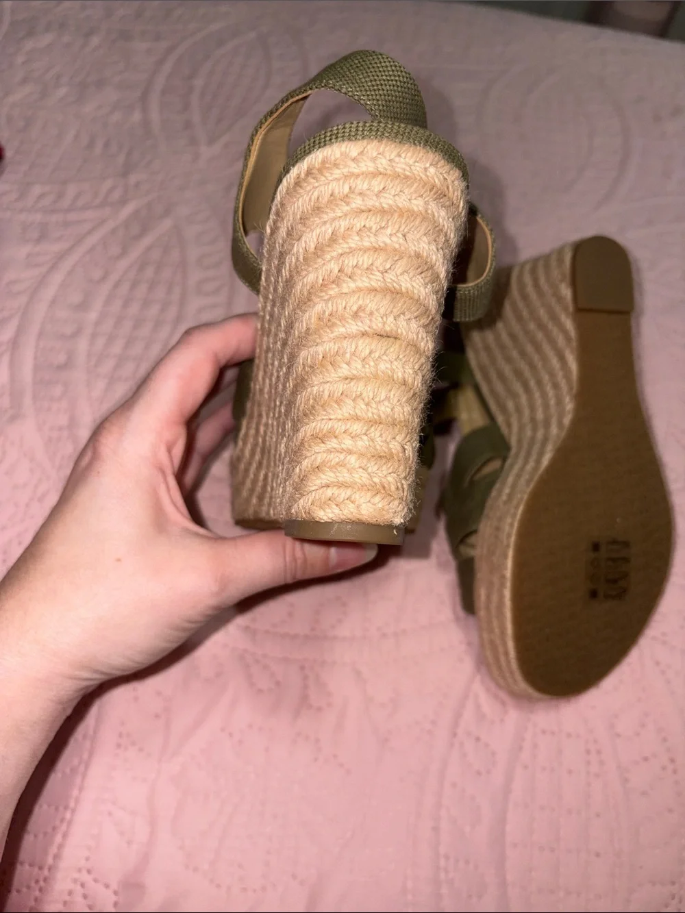 MICHAEL Michael Kors Olive Canvas Espadrille Wedge Sandals